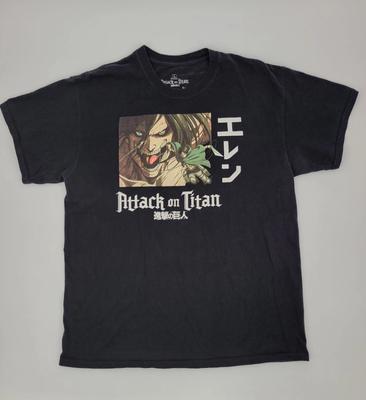 Attack On Titan Mens Large T Shirt Short Slv Black Anime Y2K Graphic Grunge