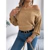 Women's Knitted Sweater Casual Solid Colour Off-the-Shoulder Long-Sleeved Pullover Sweatshirt