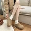 Women's retro lightweight and comfortable non-slip heightening winter warm plush lining non-slip durable casual cotton one-step half slippers