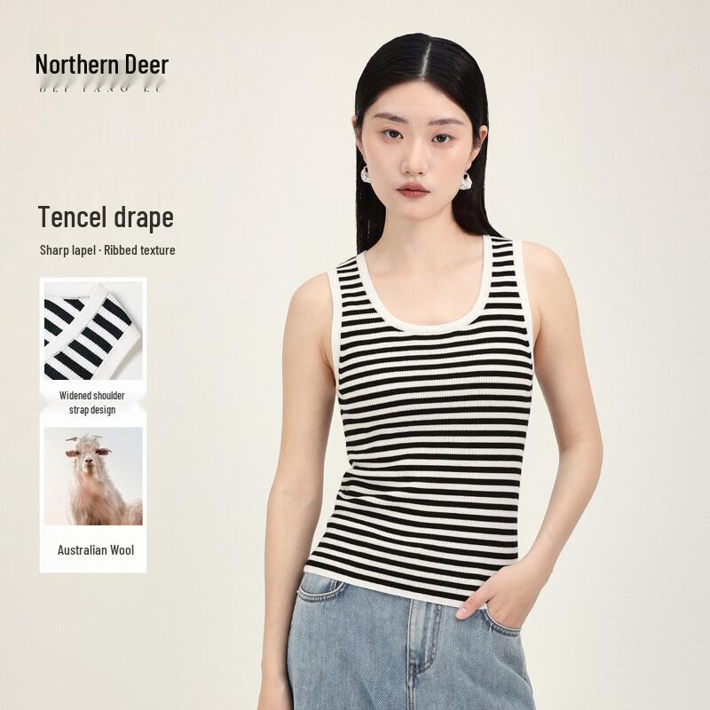 Northern Deer 100% Merino Wool Striped Knit Vest M