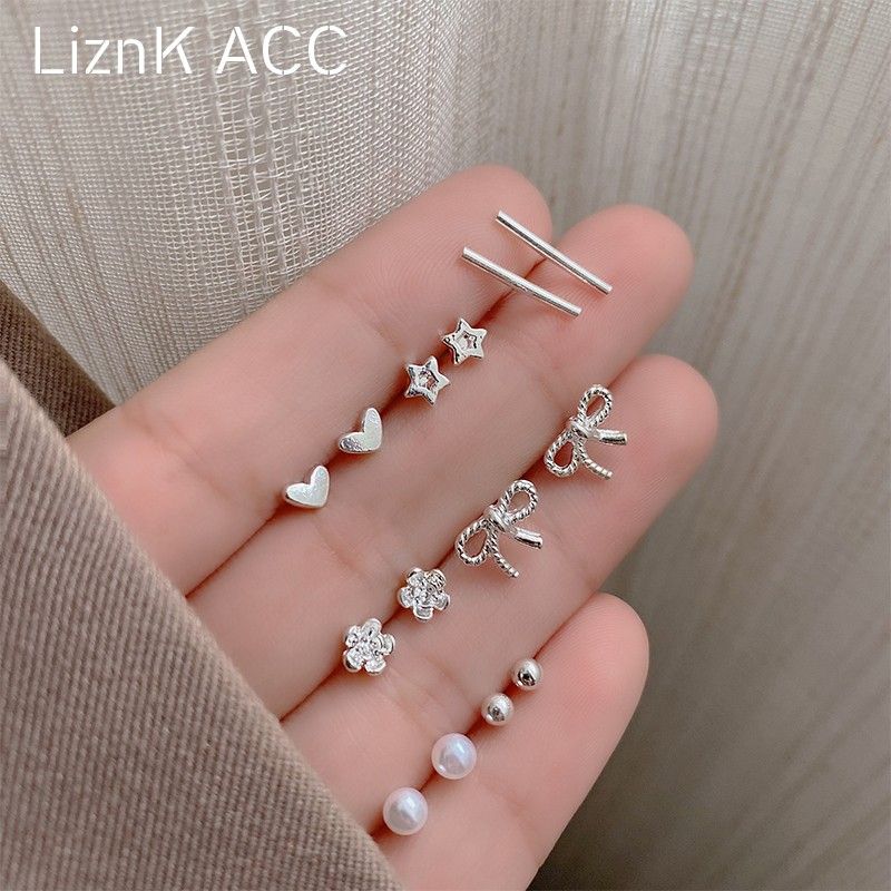 

Набор из 12 штук Компактные Мини Милые Серьги Женские Холодный Ветер Нежные Интернет Инфлюенсер Серьги 2023 Новое Поступление Тренд Bows Heart