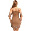 Costume Principessa Indiana Nativa da Donna 2pz Abito in Ecopelle Halloween Cosplay Pocahontas Uomo delle Caverne Principessa Selvaggia Abito con Frange