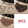 3PCS Cotton Panty for Women Mid Waist Maillard Style Briefs Seamless Breathable Solid Color Lingerie