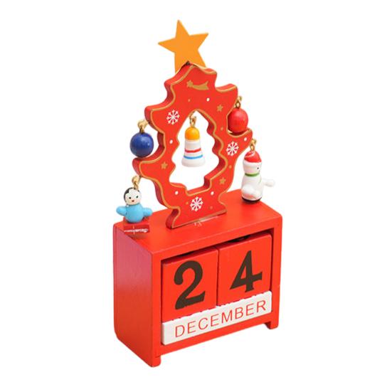 Christmas Wooden Desktop Calendar Santa Snowman Reindeer Tree Perpetual Calendar Wood Display
