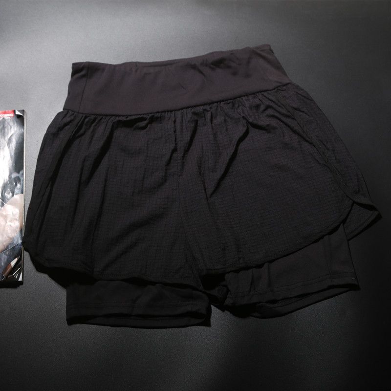 

Plus Size Brushed Shorts Women s Breathable Running Fake Two-Piece Black L