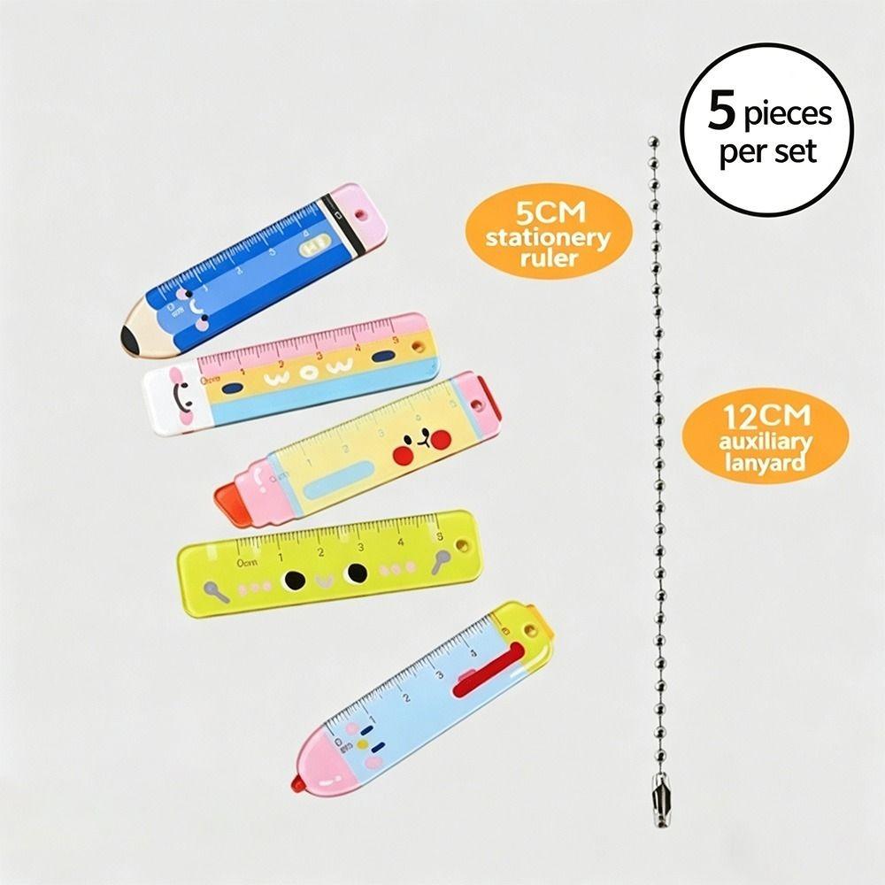 

5PCS Cute 5cm Cartoon Animal Rulers Creative Paw Portable Stationery Pendant Ruler Backpack Charm Ruler Stationery Toys