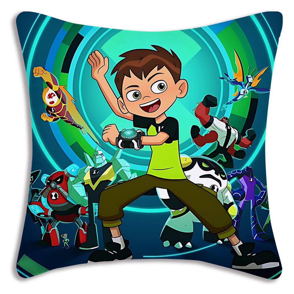 Anime B-Ben 10 Kissenbezüge Cartoon Sofa Dekoratives Zuhause Doppelseitiger Druck Kurzer Plüsch Niedlicher Kissenbezug