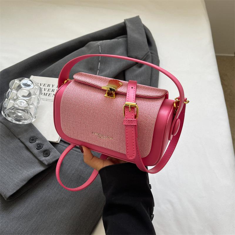 

Yogodlns Stylish Vintage Mini Crossbody Bag with a Kiss Lock Featuring a Detachable Top Handle And a Square Design Perfect for Women 20x9x12cm горячий розовый
