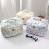 Borsa per il trucco fresca e adorabile, stile giardino, in cotone, grande capacità, borsa portaoggetti portatile, borsa da toilette per donna