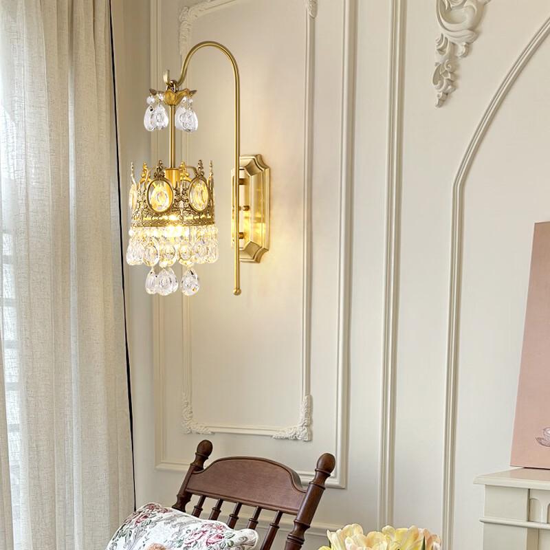Crystal Crown Bedroom Bedside Wall Lamp