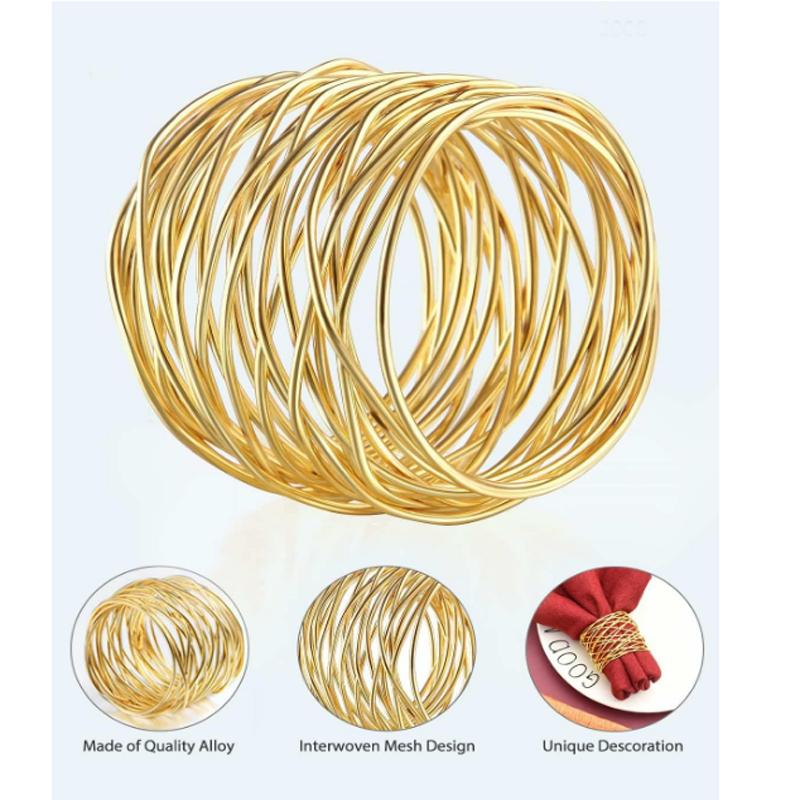 Twisted Wire Mesh Napkin Rings Holders Décor Dinner Party Wedding Christmas Gathering