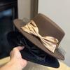 French Hat for Women British Name Warm Face Small Flat Brim Dinner Hat Autumn and Winter New Bow Jazz Hat Trend