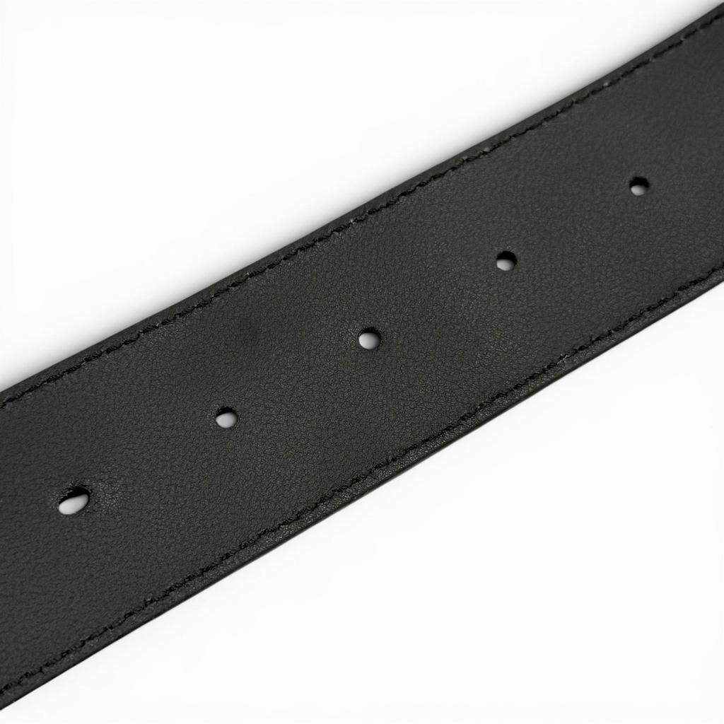 Great GUCCI belt GG pattern interlocking G black leather mens 794196 Used