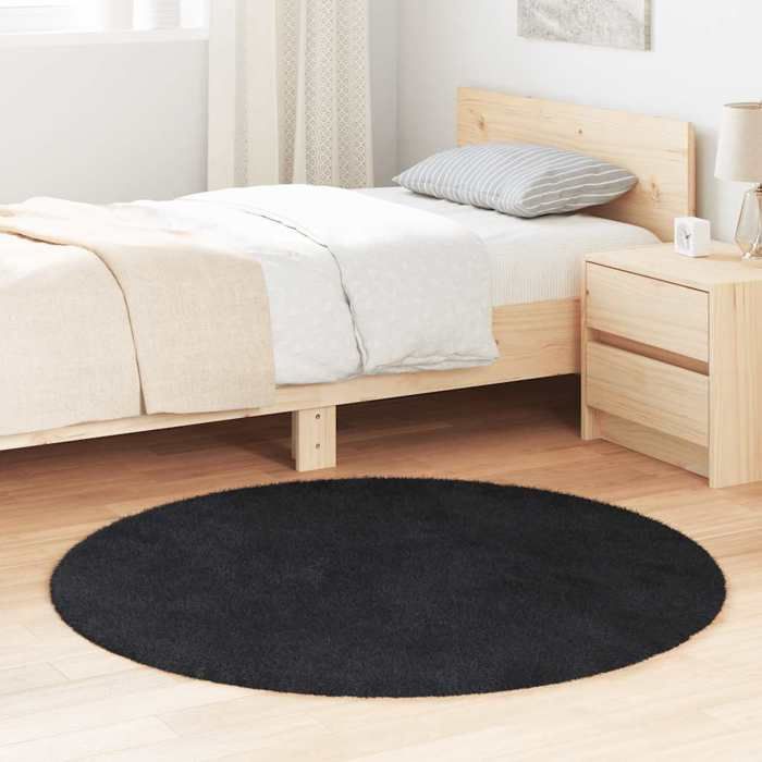 VidaXL Tapis shaggy à poils longs noir 120x120 cm polyester, tapis, tapis de chambre, tapis moderne, tapis de salon, tapis 4102902