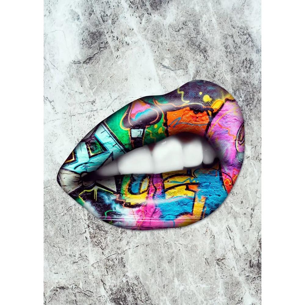 Luxury Modern Golden Lips Money Flower Poster Print Abstract Canvas Painting Wall Minimalist Art for Living Room Home Decoration