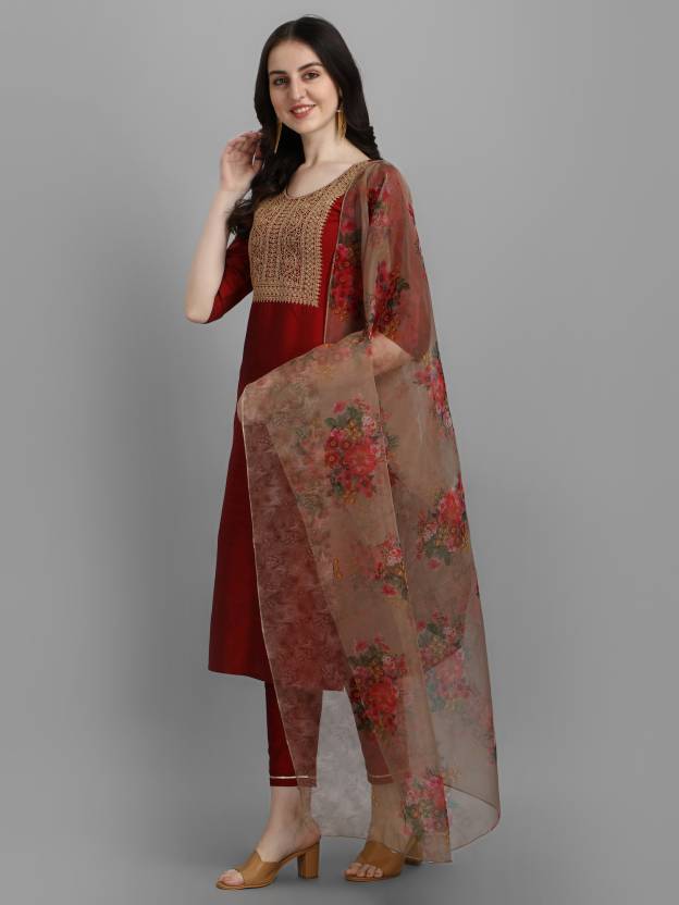 Designer Women Kurta Pant Dupatta Set Indian Bollywood Top Tunic Salwar Suit Kurti Dress