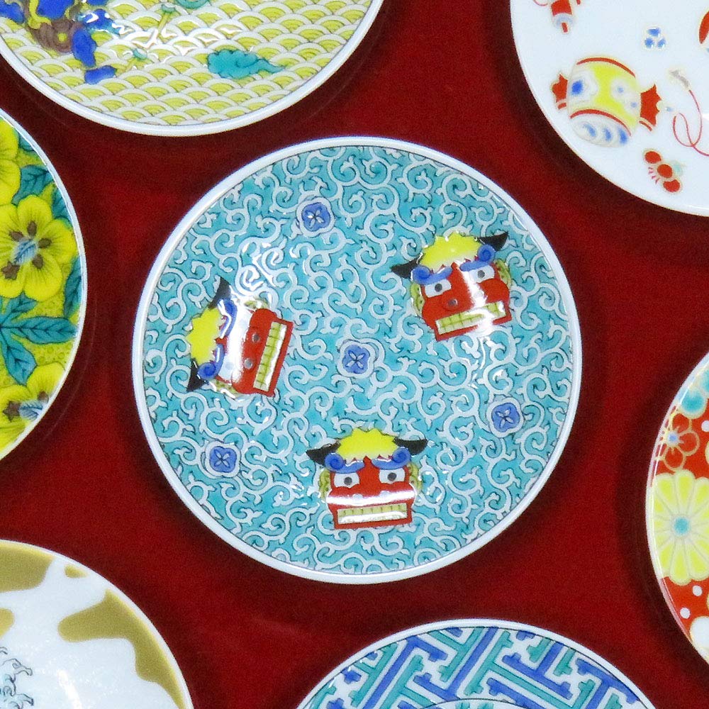 Waza no Kura: Stylish Kutani Ware Small Plates with Lion Dance Designs, Set of 2, Ceramic, Small Plates, Side Plates, Brand Name, Japanese Tableware