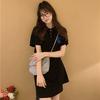 Abito a Maniche Corte Ricamato con Collo Polo Slim Fit Abbigliamento da Donna Estivo Stile College Ampio Linea A Tubino Dritto Moda Abbigliamento da Donna