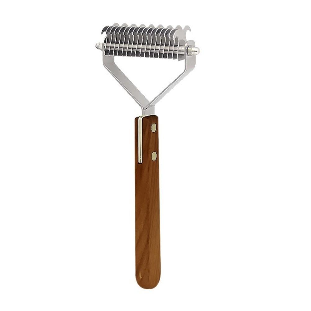 New Wooden Handle Dog Hair Comb Knot Cutter Stainless Steel Pet Fur Trimmer Multi-size Pet Grooming Brush Pet Supplies