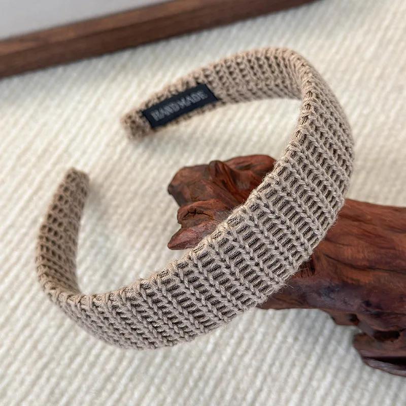 Classic Retro Solid Knitting Wool Headbands Womens Elegant Versatile Hair Hoop Wash Face With Wide Hair Band Fashion Accessories