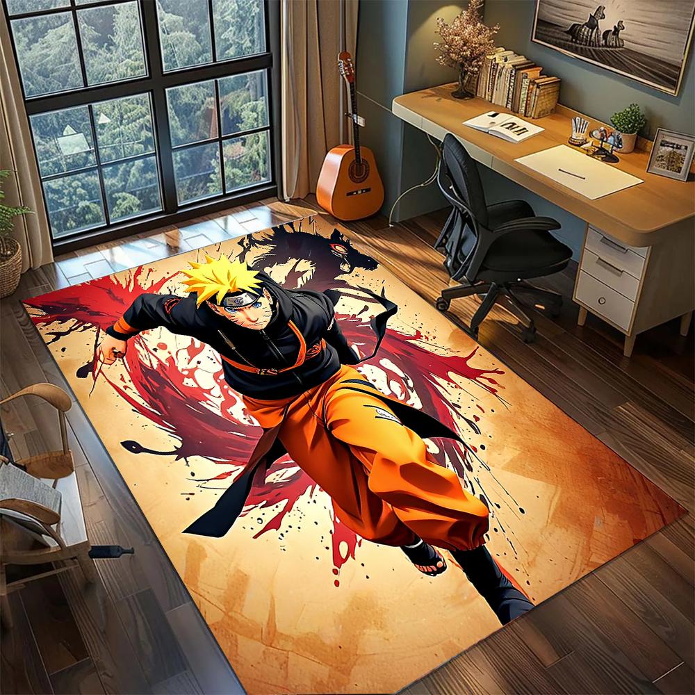Hidden Leaf Hero Naruto Wind Style Jutsu Rug Carpet Large Area Rug Non Slip Washable Floor Mat Gamer Room Bedroom Home Decor