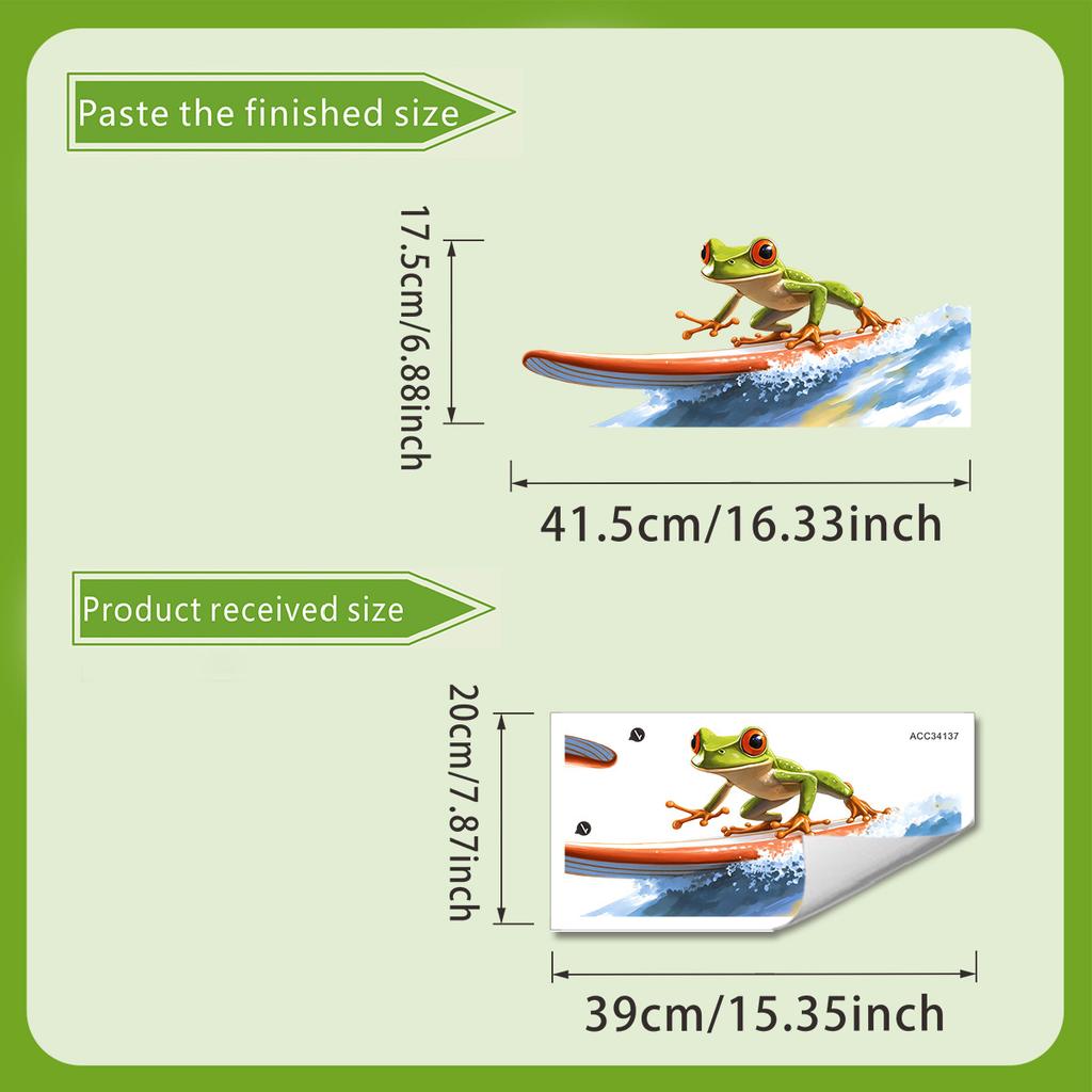 Fun Surfing Frog Toilet Stickers, Creative Bathroom Decorative Stickers