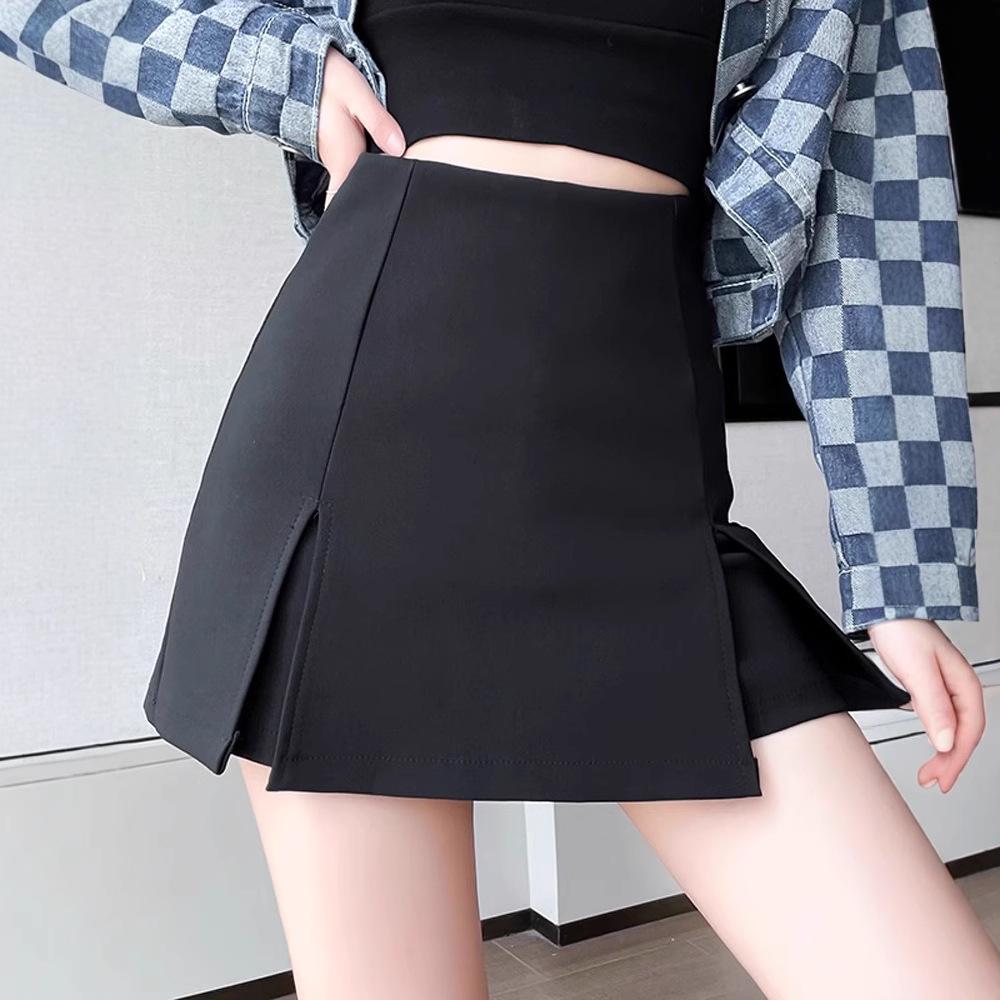 

Женские осенне-летние черные кюлоты с разрезом и высокой талией - Утягивающие повседневные шорты с облеганием бедер из двух частей 2XL (Recommended 131-147 jin)