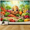 2D Cartoon Potato Backdrop Colorful Veggies Photography Background