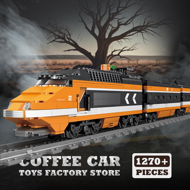 High-Speed Train Construction Blocks Collection Mech Locomotive MOC Bricks 3D Model Electric Railway Track Cars Puzzle Playthings Adult Children