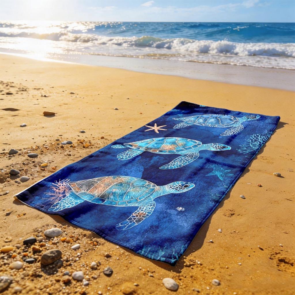 1pc Sea Turtle Starfish Beach Towel, Unisex, Ideal for Beach Pool Yoga Surfing Vacation, Perfect Valentine's Day Gift for Couple