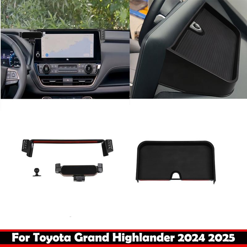 LHD For Toyota Grand Highlander 2024 2025 ABS GRAVITY Mobile Phone Holder Screen Storage Box Pad Cover Interior Accessories