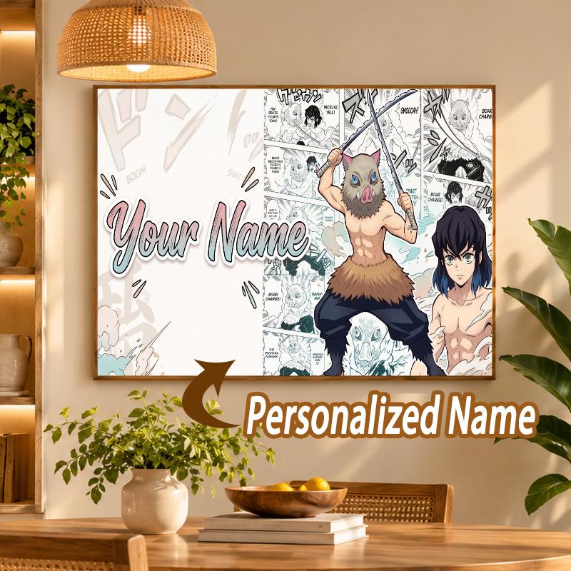 Custom Name Inosuke Hashibira 5D Diamond Painting Personalized Full Drill Diamond Art Kit Gift