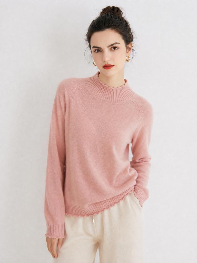 Women's 100% Cashmere Half-High Collar Sweater - Autumn/Winter Loose Knit Pullover