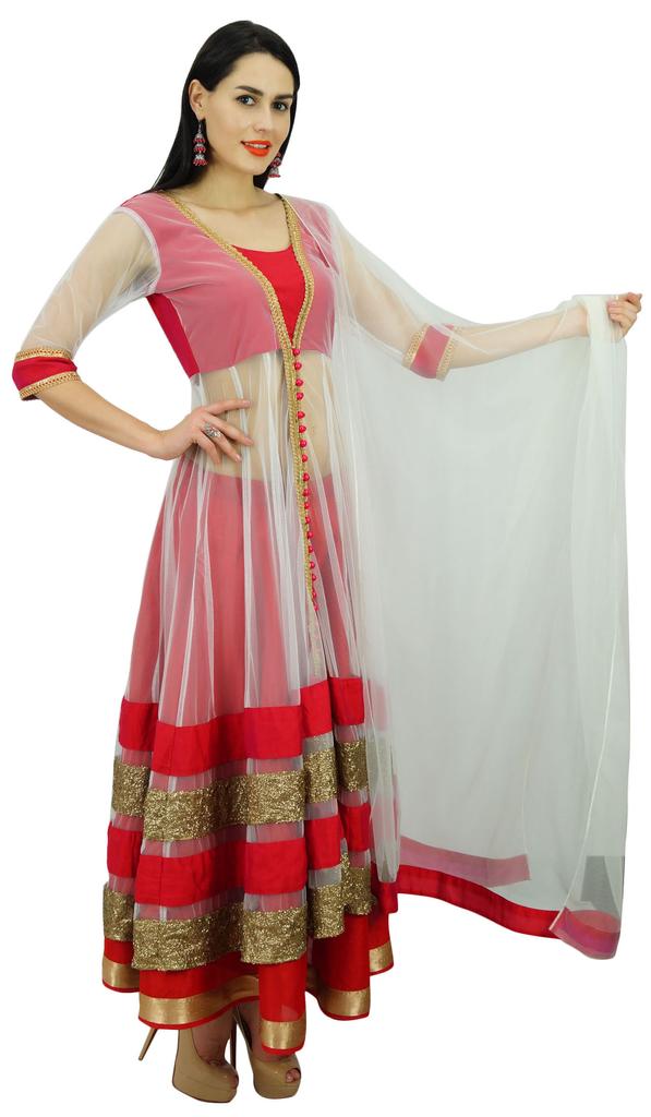 Atasi Womens Classy Floor Length Flaired Anarkali Salwaar Suit with Dupatta