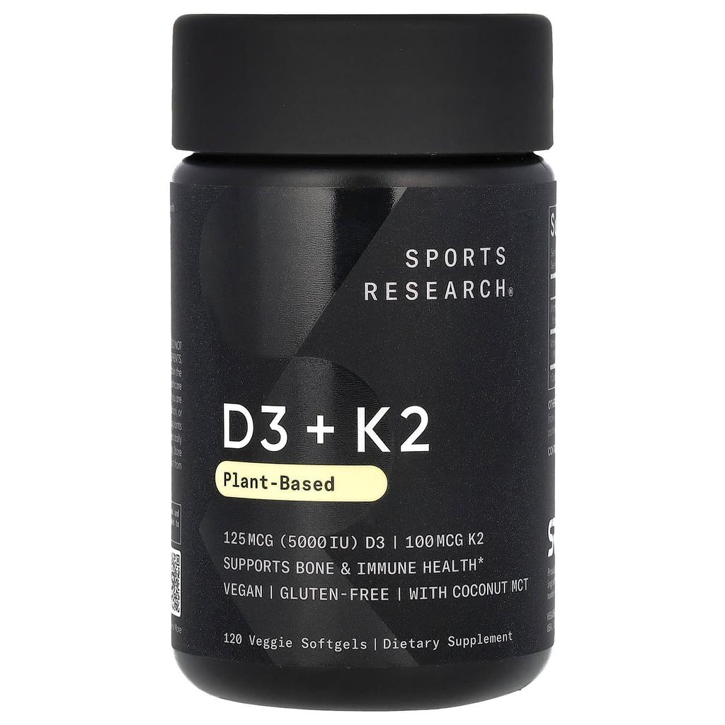 D3 + K2, Vegetarian, Veggie Softgels 120 Tablets