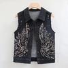 Women Spring Autumn Sleeveless Tops Short Jacket Denim Vest  Jean Design Unique Waistcoat