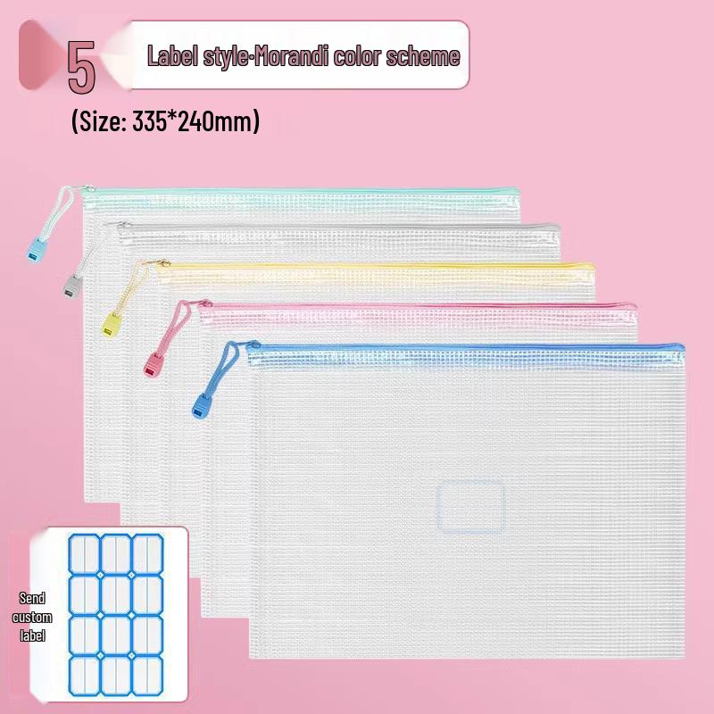 

Transparent A4 Mesh Zipper File Bag – Waterproof Plastic Storage for Office & Student Use