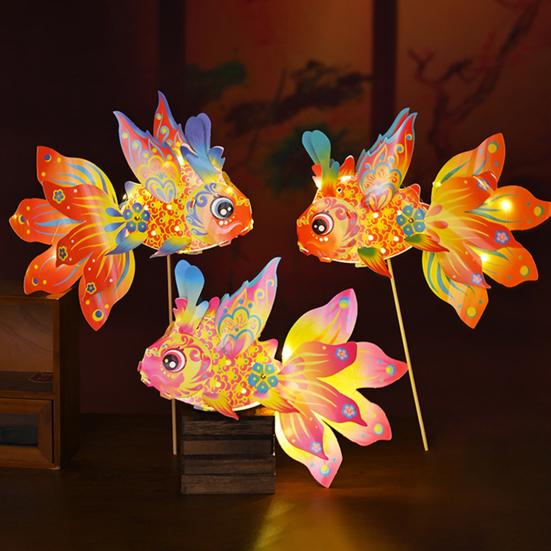 DIY Lantern Material Pack Cartoon Goldfish Design Traditional Mid-Autumn Lantern Festival Decoration Chinese Culture Decor