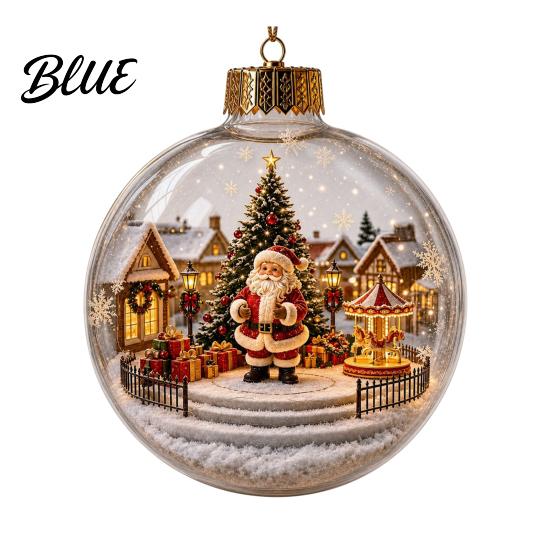 Warm White Christmas Tree Decorations Glowing Decorative Ball Lighted Ornament with Festive Scene LED Modern Hanging Lights Decor String Glow Home