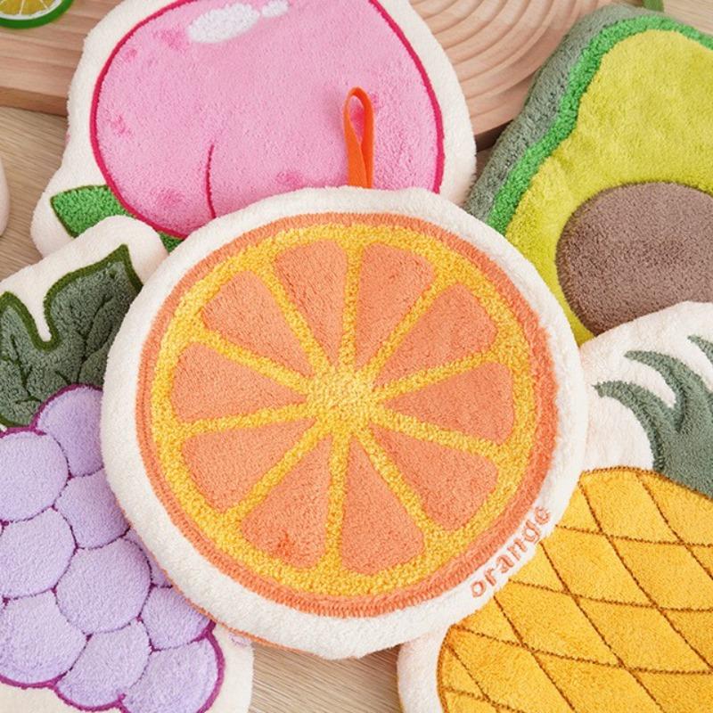 Coral Velvet Hanging Fruit Hand Towel Simplicity Household Creative Cartoon Fruit Towel Not Drop Hair Soft Thick Absorbent Towel