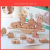 Wooden Animal Balance Seesaw With Building Blocks For Toddler Educational Play