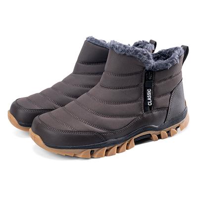Herren Winterstiefeletten mit Fellfutter, warme Stiefeletten mit Reißverschluss, wasserdichte Outdoorstiefel, leichte, bequeme kurze Stiefeletten für Herren