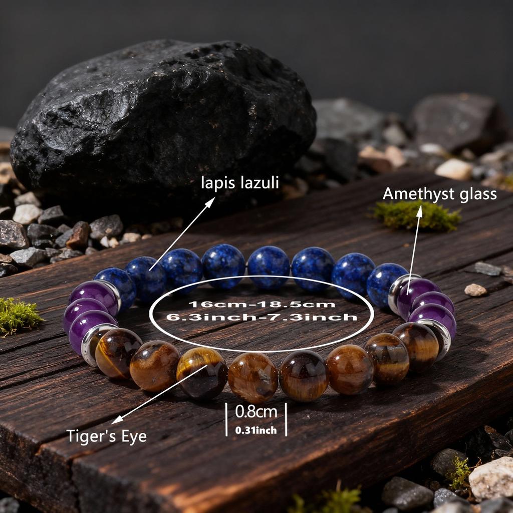 Festive Gifts Lapis Lazuli Amethyst Tiger Eye Beaded Bracelet Natural Fashion Jewelry For Men Women Daily Wear Gift