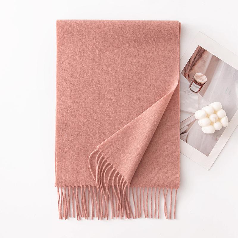 Autumn and Winter New Solid Color Scarf for Women Versatile Neck Scarf Thickened Warm Shawl Simple Tassel