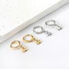 Fashionable Cute Cherry Pendant Earrings Stainless Steel Daily Sweet Jewelry Gold Plated for Girls Women's Stud Earrings Gift