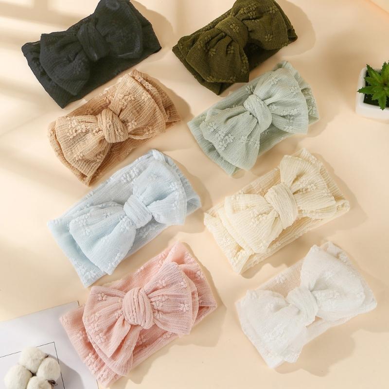 Breathable Mesh Fabric Headband Newborn Headwrap with Cute Bowknot Design Comfortable Baby Hair Accessories