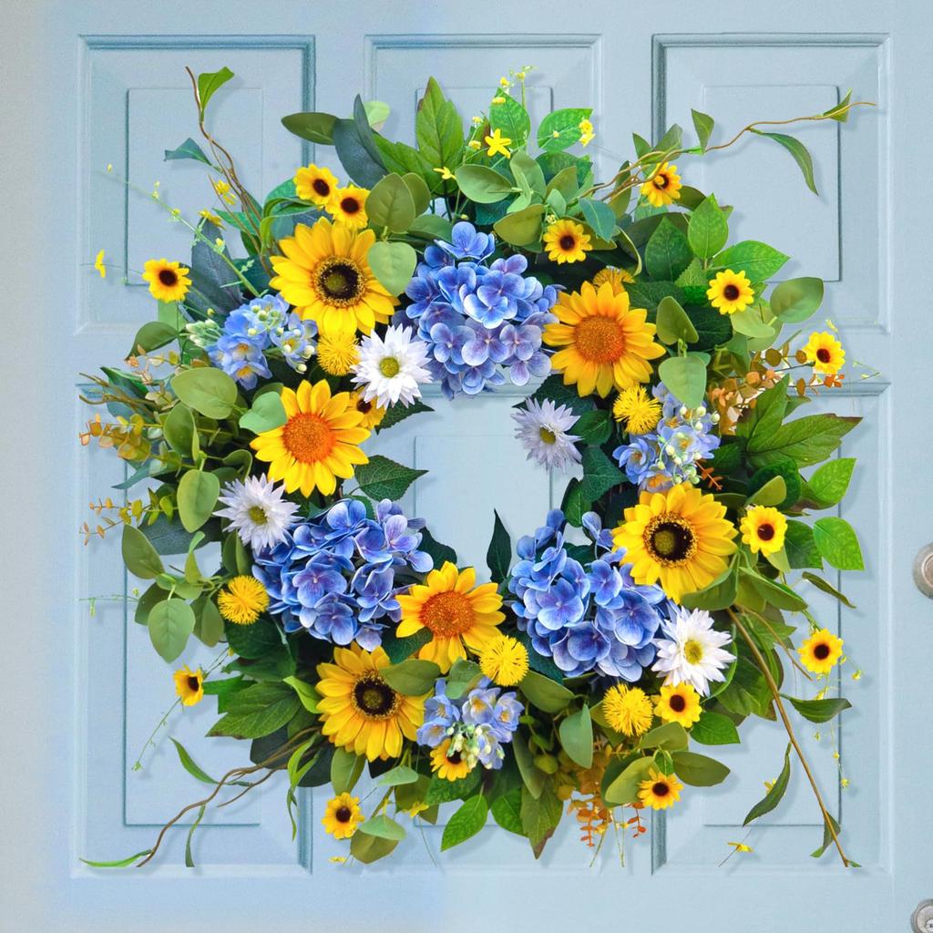 New Product Spring and Summer Tulip Wreath Simulation Flower Rural Farmhouse Door Pendant Wall Decoration