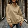 Women's Casual Half Zip Long Sleeve Pocket Hoodie