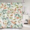 Modern Simple Colourful Leaf Shower Curtain Botanical Pattern Polyester Fabric Shower Curtains Bathroom Decoration With Hooks