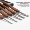 2,0-6,0 MM Feiner Hakenkopf Sandelholzgriff Edelstahl Häkelnadel Puppen Strickwerkzeug